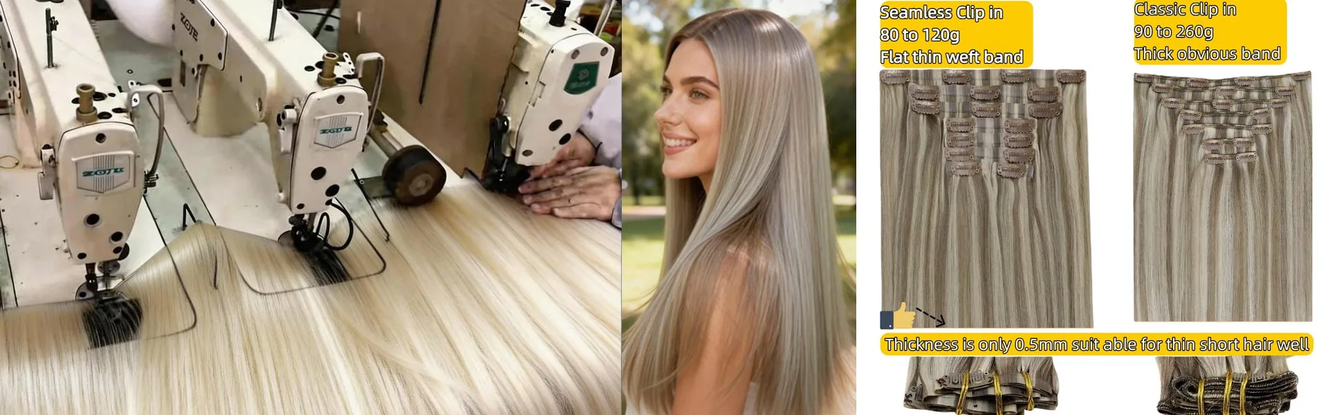 Extensions de cheveux à clipser